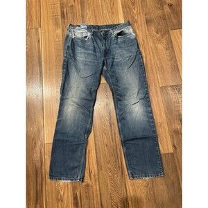 Levi's 514 Straight Fit Jeans Men's 36x34 Blue Dark Denim Faded Thrashed